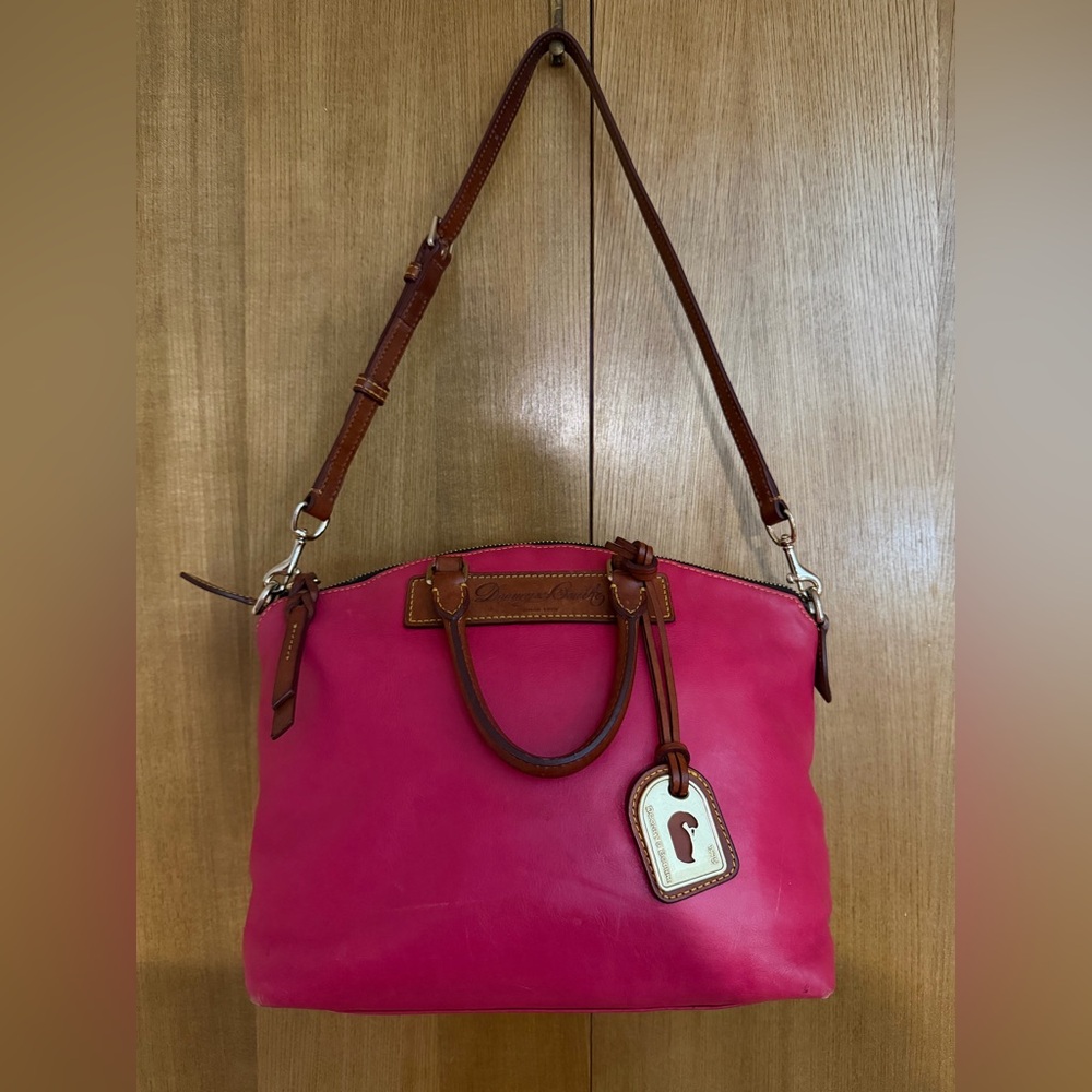 Dooney & Bourke Florentine Leather Satchel Pink w Leather Strap & Duck Hangtag - Picture 14 of 16